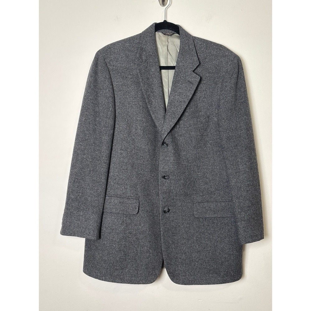 Bill Blass Mens VTG Camel Hair Blazer 41R Gray Designer Jacket Sport Coat Luxury
